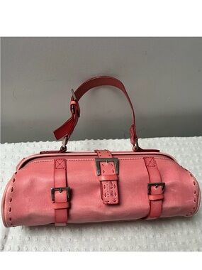 Stylish Pink Leather Buckle Handle Bag